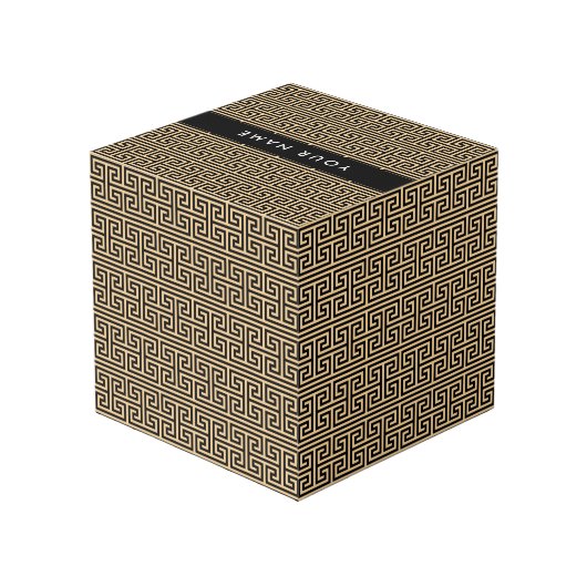 ギリシャの蛇行鍵H Brown、お名前、パーソナライズ フォトキューブ (裏面アングル)