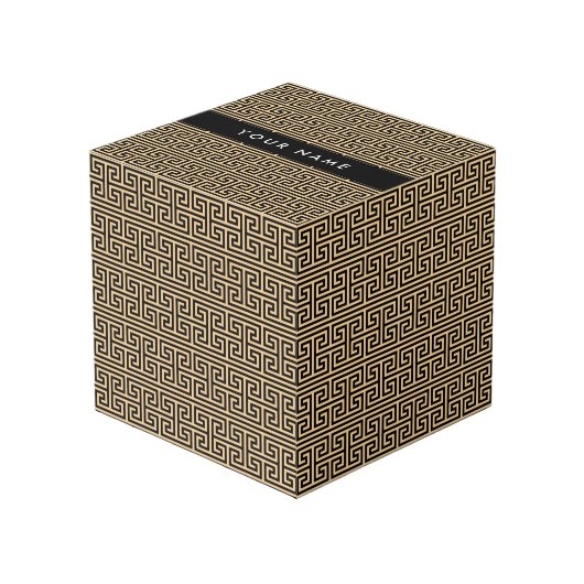 ギリシャの蛇行鍵H Brown、お名前、パーソナライズ フォトキューブ (正面アングル)