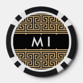 ギリシャの蛇行鍵H Brown、お名前、パーソナライズ ポーカーチップ (裏面)