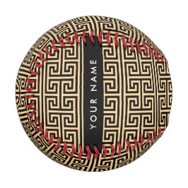 ギリシャの蛇行鍵H Brown、お名前、パーソナライズ 野球ボール