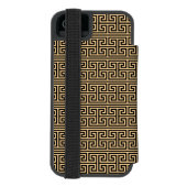 ギリシャの蛇行鍵H Brown、お名前、パーソナライズ Incipio iPhoneウォレットケース (フォリオ裏面)