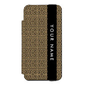 ギリシャの蛇行鍵H Brown、お名前、パーソナライズ Incipio iPhoneウォレットケース (フォリオ 正面)