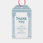 ギリシャの誕生日パーティーと青い列ありがとう ギフトタグ (正面)