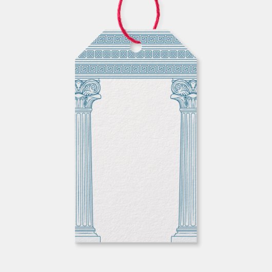 ギリシャの誕生日パーティーと青い列ありがとう ギフトタグ (裏面)