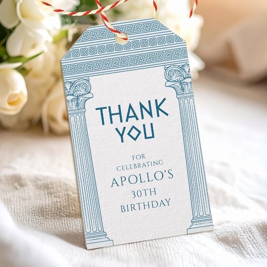 ギリシャの誕生日パーティーと青い列ありがとう ギフトタグ