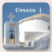 ギリシャの象徴的なラウンドホワイトチャーチ コースター (正面)