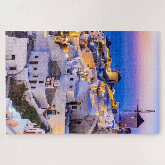 ギリシャの象徴的な夕日の美しいを捉える ジグソーパズル (横)