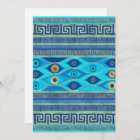 ギリシャの邪悪な目とギリシャの鍵オーナメント シーズンカード (正面/裏面)