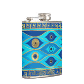 ギリシャの邪悪な目とギリシャの鍵オーナメント フラスク (右)