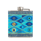 ギリシャの邪悪な目とギリシャの鍵オーナメント フラスク (裏面)