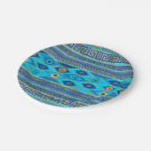 ギリシャの邪悪な目とギリシャの鍵オーナメント ペーパープレート (アングル)