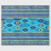 ギリシャの邪悪な目とギリシャの鍵オーナメント ラッピングペーパー (フラット)