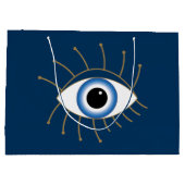 ギリシャの邪悪な目と点滅の青い白金ゴールド ラージペーパーバッグ (裏面)