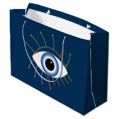 ギリシャの邪悪な目と点滅の青い白金ゴールド ラージペーパーバッグ (裏面アングル)