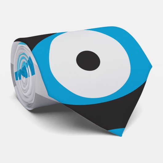 ギリシャの邪悪な目のパターンのブルースとグレー ネクタイ (ロール)