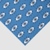 ギリシャの邪悪な目のパターンブルー白黒 薄葉紙 (詳細)