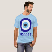 ギリシャの邪悪な目の男の青 Tシャツ (正面フル)