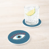 ギリシャの邪悪な目の赤い睫毛 コースター (側面)