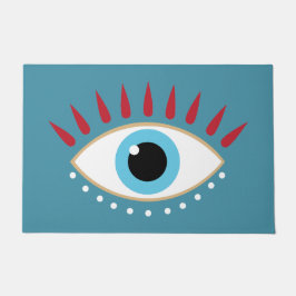 ギリシャの邪悪な目の赤い睫毛 ドアマット