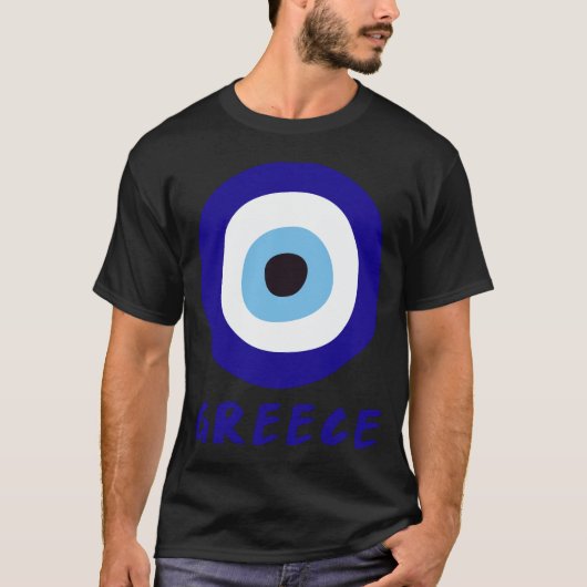 ギリシャの邪悪な目 メンズ ブラック Tシャツ (正面)