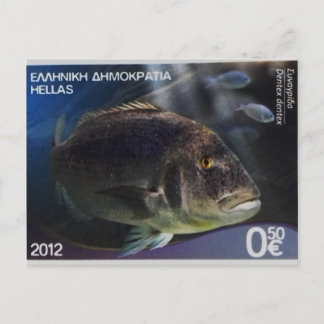 ギリシャの郵便切手Common dentex ポストカード