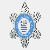 ギリシャの金髪エンジェル ハヌカの旗 パーソナライズ スノーフレークピューターオーナメント (右)