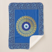 ギリシャの鍵で、悪の眼を守る毛布を使う シェルパブランケット (正面)