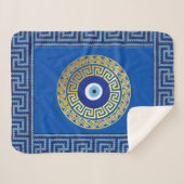 ギリシャの鍵で、悪の眼を守る毛布を使う シェルパブランケット (正面(横))