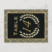 ギリシャの鍵と月桂樹の花輪の結婚式テーブルナンバー ポストカード (正面)
