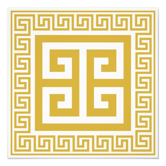 ギリシャの鍵模様のゴールドデザイン フォトプリント            (正面)
