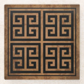 ギリシャの鍵模様のデザイン ガラスコースター (正面)