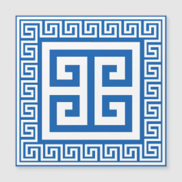 ギリシャの鍵模様の白と青の磁気カード