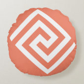 ギリシャの鍵模様 オレンジ 白 プレゼント おしゃれ 2025 ラウンドクッション (正面)