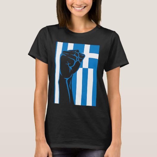 ギリシャの鍵模様 ギリシャ人の誇り OPA Hellas ギリシャ ギリシャの国旗 Tシャツ (正面)