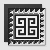 ギリシャの鍵模様 ブラック デザイン マグネットカード (正面/裏面)