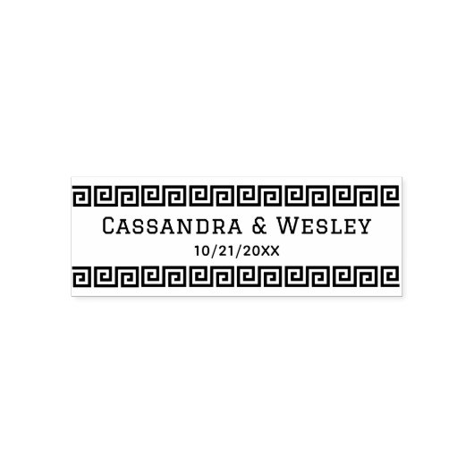 ギリシャの鍵飾り枠 カップル名 日付 セルフインキングスタンプ (デザイン)