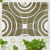 ギリシャの鍵Meander in Geometric Symmetry Artdeco キッチンタオル (折り畳み)
