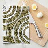 ギリシャの鍵Meander in Geometric Symmetry Artdeco キッチンタオル (四つ折り)