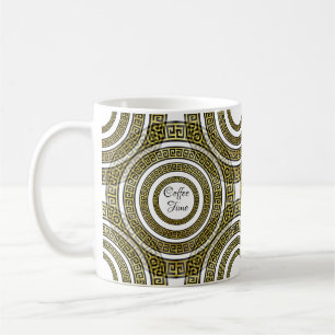 ギリシャの鍵Meander in Geometric Symmetry Artdeco コーヒーマグカップ