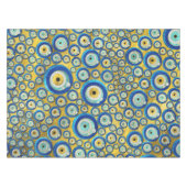 ギリシャの青いガラス悪のまなざしのお守りパターン テーブルクロス (正面(横))