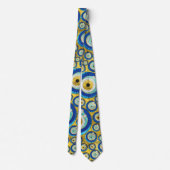 ギリシャの青いガラス悪のまなざしのお守りパターン ネクタイ (裏面)