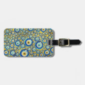 ギリシャの青いガラス悪のまなざしのお守りパターン ラゲッジタグ (正面横)