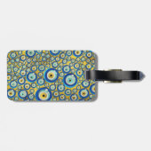 ギリシャの青いガラス悪のまなざしのお守りパターン ラゲッジタグ (裏面横)