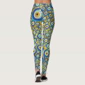 ギリシャの青いガラス悪のまなざしのお守りパターン レギンス (裏面)