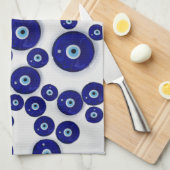 ギリシャの青いガラス悪のまなざしのお守り キッチンタオル (四つ折り)