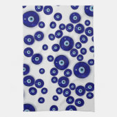 ギリシャの青いガラス悪のまなざしのお守り キッチンタオル (縦)