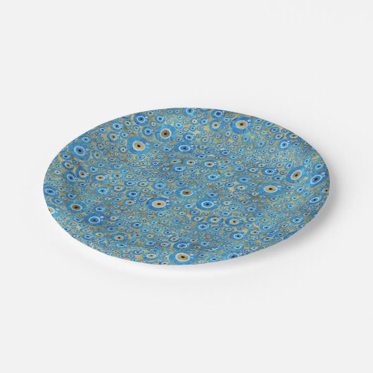 ギリシャの青いガラス悪のまなざしのお守り ペーパープレート (アングル)