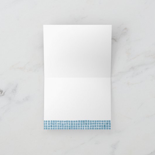 ギリシャの青いタイルの枠シンプルのエレガントな結婚式 サンキューカード (内部)