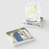 ギリシャの青いドアシリーズ1 ストーンコースター (横)