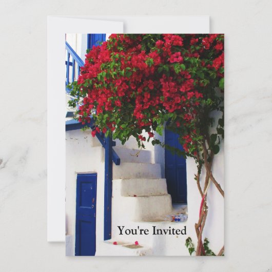 ギリシャの青いドア - ミコノス島、ギリシャ 招待状 (正面)